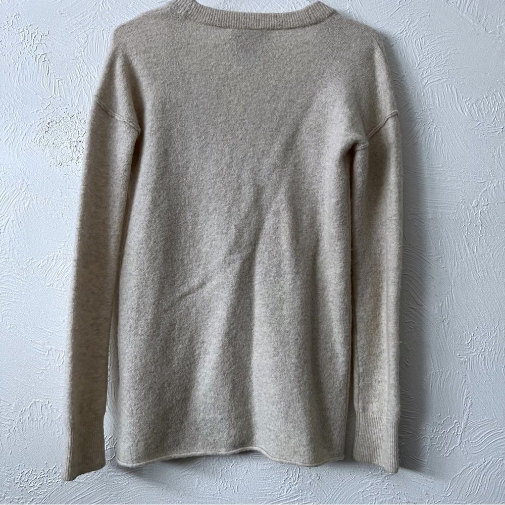 Woolly Minded Low Scoop Neck In Oatmeal Wool Sweater SZ S - Picture 2 of 8
